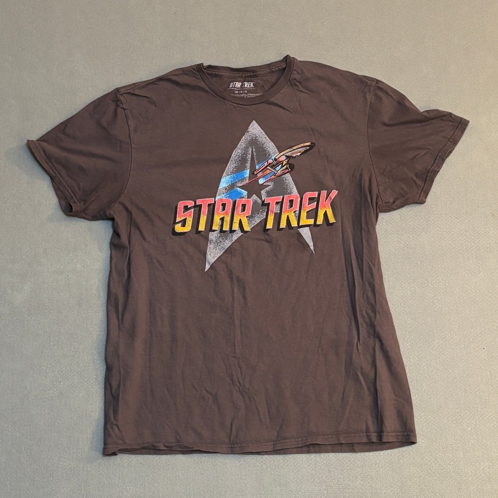 Star Trek Mens T-Shirt Gray L Enterprise Delta Sci-Fi Trekkie Nerdcore Geekchic